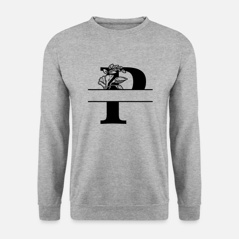 Personalisierter Blumenbuchstabe P - Unisex Pullover - Weißgrau meliert