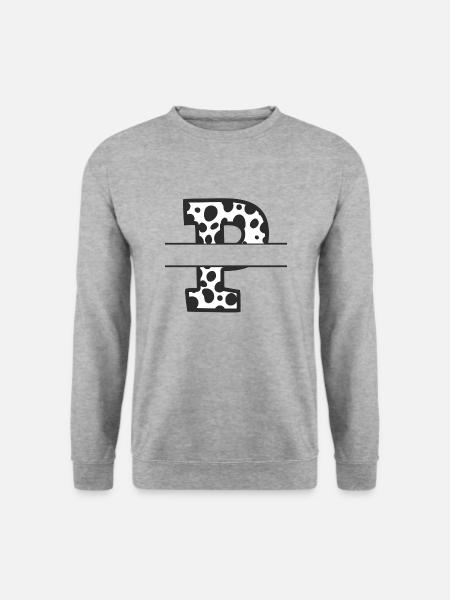 Buchstabe P benutzerdefiniertes Kuhmuster - Unisex Pullover - Weißgrau meliert