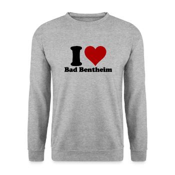 I Love Bad Bentheim - Unisex Pullover - Weißgrau meliert - Vorne - Alina (178cm) & Michal (187cm)