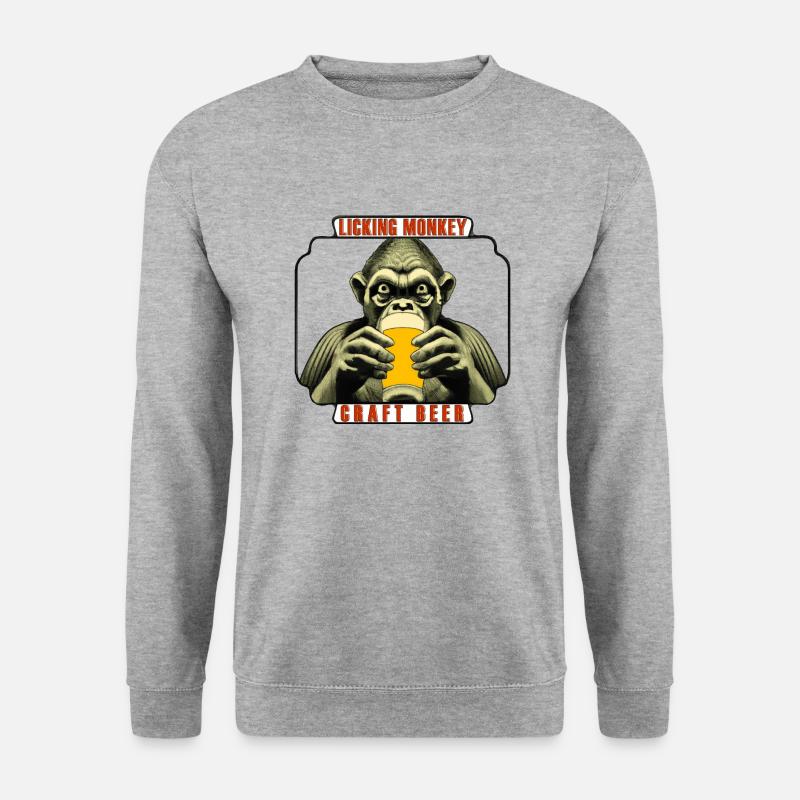 Licking Monkey - Unisex Pullover - Weißgrau meliert