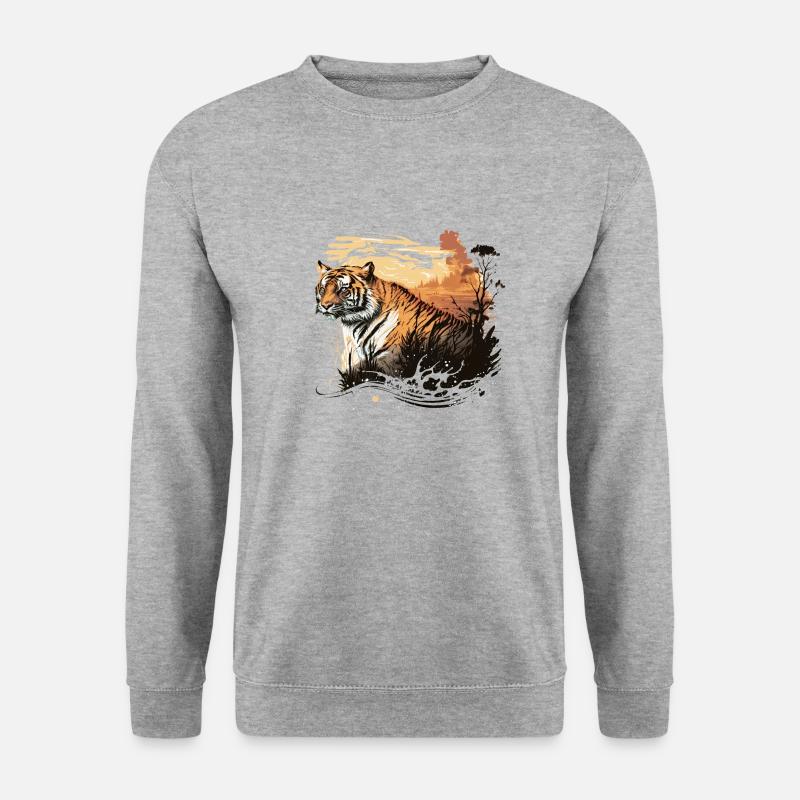 Der Tiger - Unisex Pullover - Weißgrau meliert