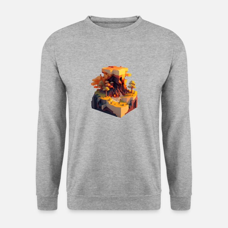 Voxel Naturlandschaft - Unisex Pullover - Weißgrau meliert
