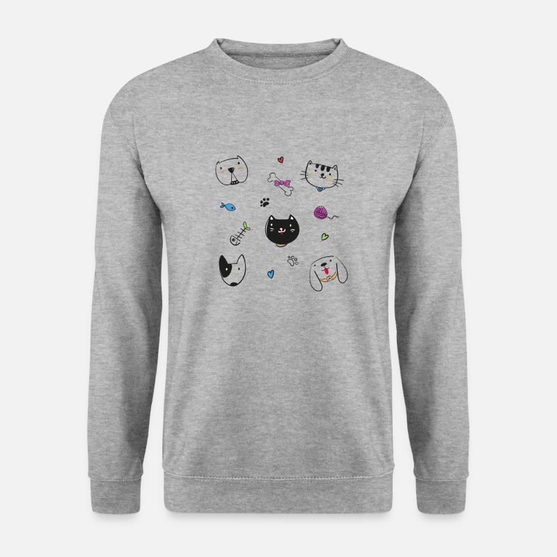 Hunde & Katzen - Unisex Pullover - Weißgrau meliert