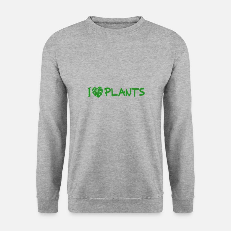 I love plants - Unisex Pullover - Weißgrau meliert