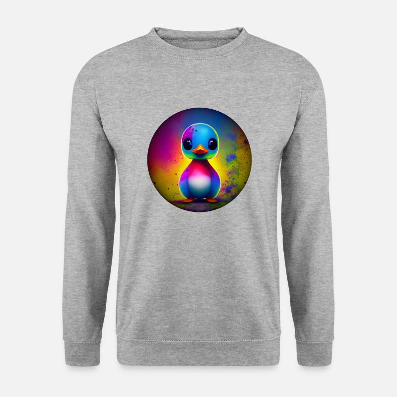 Enten Küken knall Bunt - Unisex Pullover - Weißgrau meliert