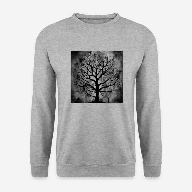 Baum Tinte schwarz - Unisex Pullover - Weißgrau meliert