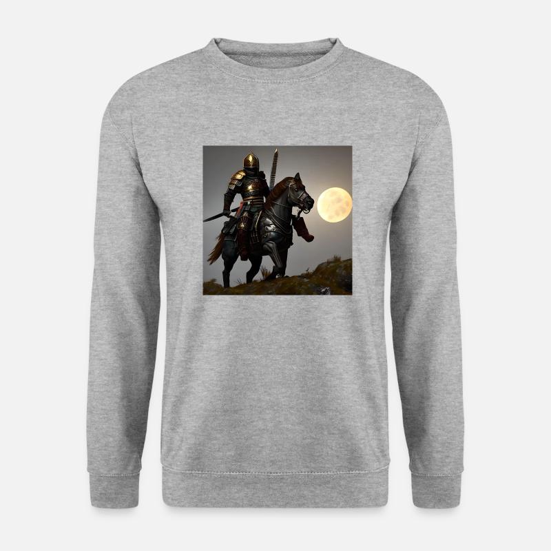 Krieger auf Pferd - Unisex Pullover - Weißgrau meliert