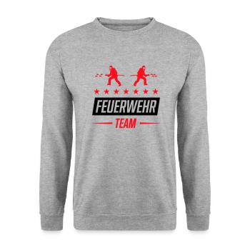 feuerwehr team 01 - Unisex Pullover - Weißgrau meliert - Vorne - Alina (178cm) & Michal (187cm)