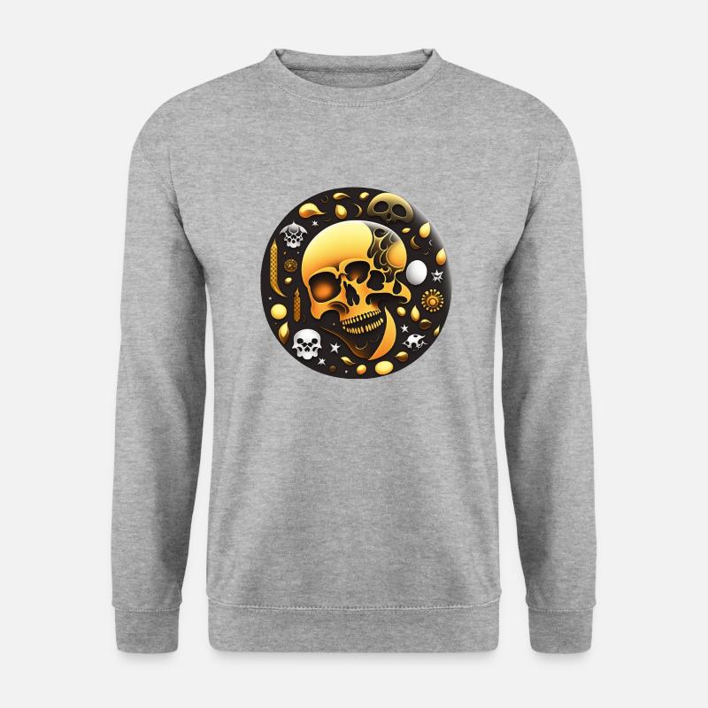 Totenkopf Kunst - Unisex Pullover - Weißgrau meliert
