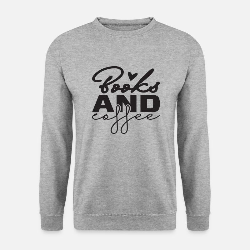 Books and Coffee - Unisex Pullover - Weißgrau meliert