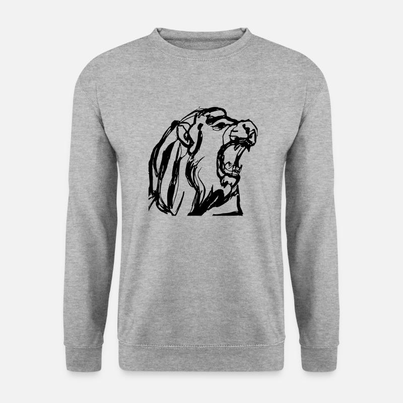 Brüllender Löwe Geschenk - Unisex Pullover - Weißgrau meliert