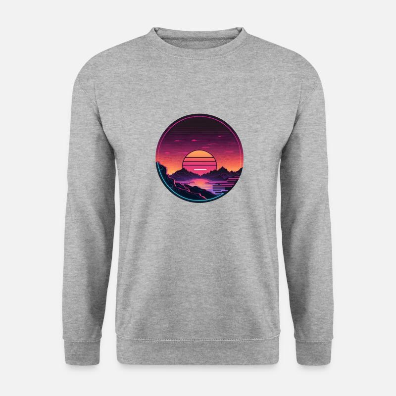 Synthwave Sunset - Unisex Pullover - Weißgrau meliert