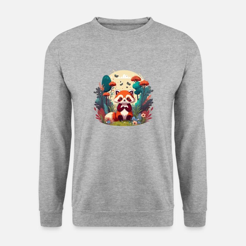 roter Panda - Unisex Pullover - Weißgrau meliert