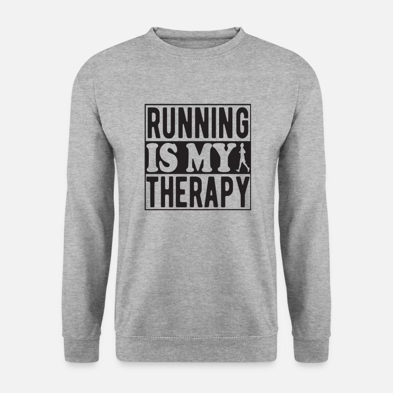 Running is my Therapy - Unisex Pullover - Weißgrau meliert