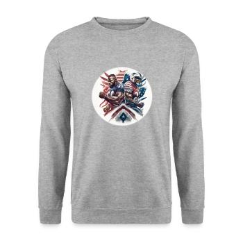 American Football - Spieler - Logo - Touchdown - Unisex Pullover - Weißgrau meliert - Vorne - Alina (178cm) & Michal (187cm)