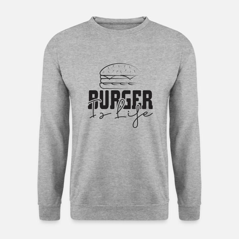 Burger is Life - Unisex Pullover - Weißgrau meliert