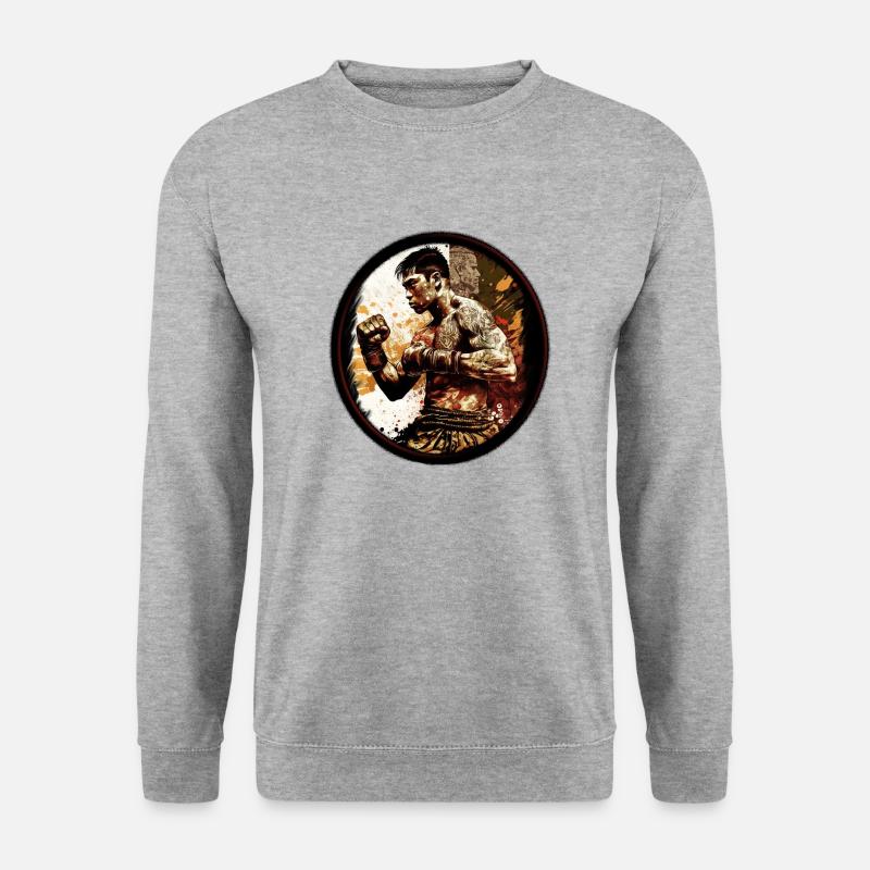 Muay Thai Fighter. - Unisex Pullover - Weißgrau meliert