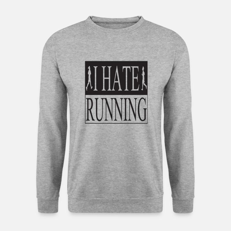 I Hate Running - Unisex Pullover - Weißgrau meliert