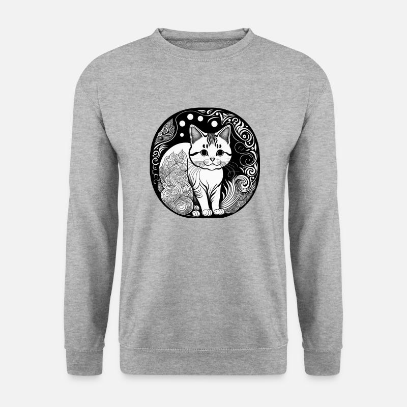 Katze - Unisex Pullover - Weißgrau meliert