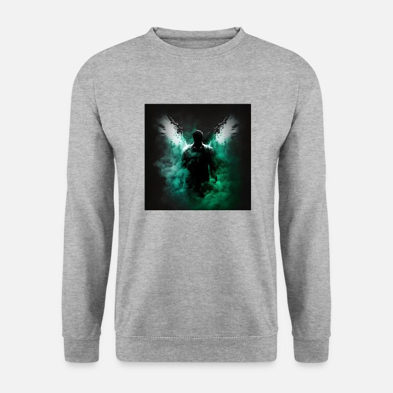 Der Mann des dunklen Engels - Unisex Pullover - Weißgrau meliert