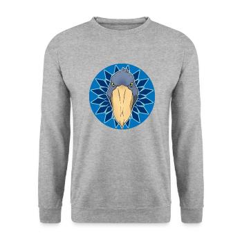 Schuhschnabel Vogel Ornithologe Wald I Geschenk - Unisex Pullover - Weißgrau meliert - Vorne - Alina (178cm) & Michal (187cm)