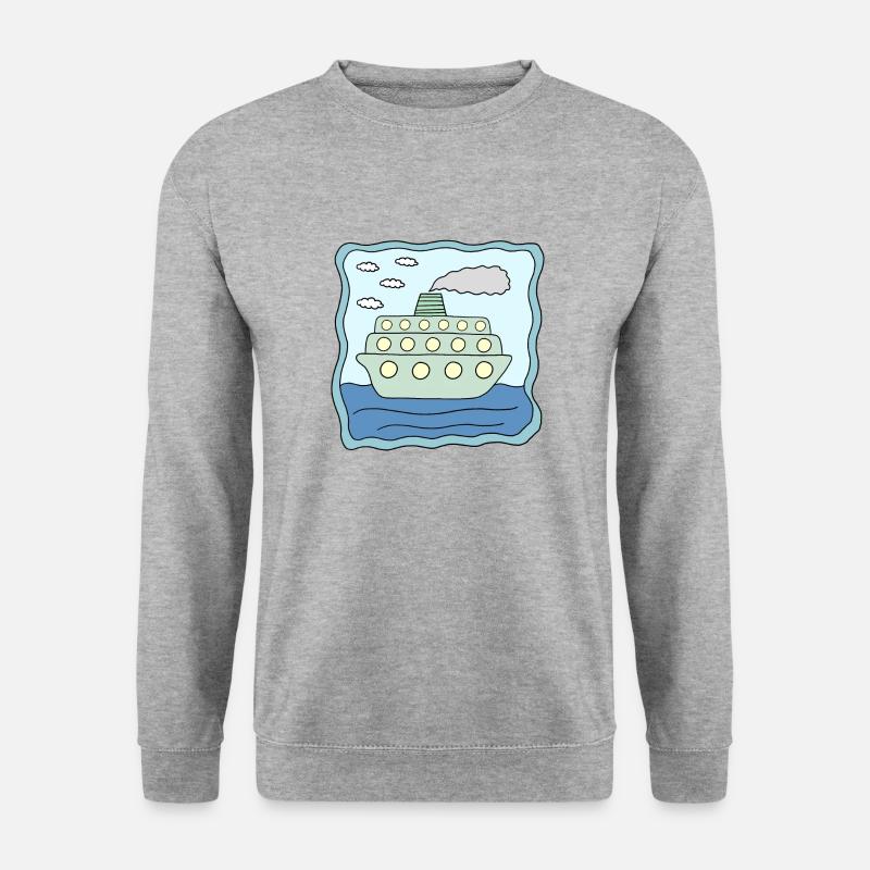 Ein Schiff Design - Unisex Pullover - Weißgrau meliert