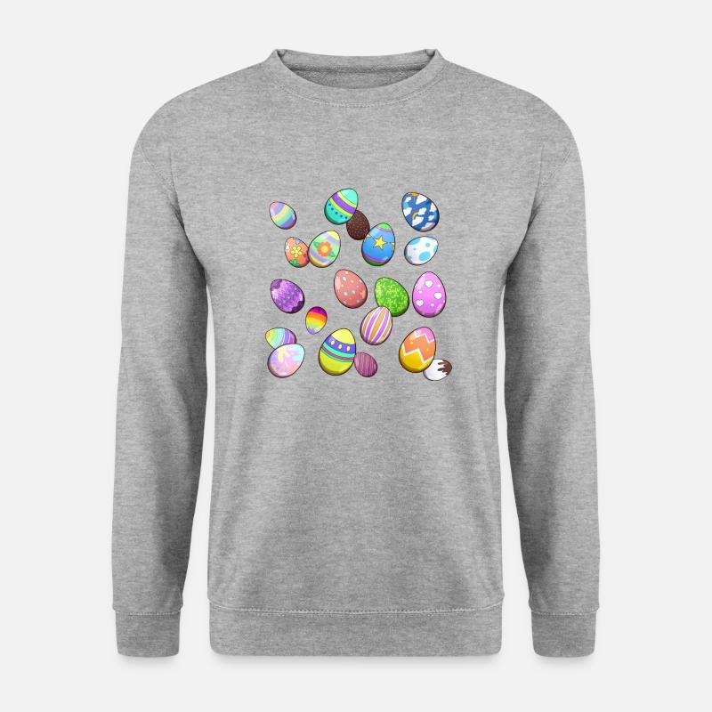 Easter Eggs Muster - Unisex Pullover - Weißgrau meliert