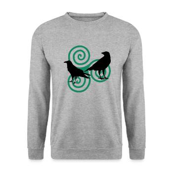 Odinˋs corbeaux - Sweat-shirt Unisexe - gris chiné - Devant - Alina (178cm) & Michal (187cm)