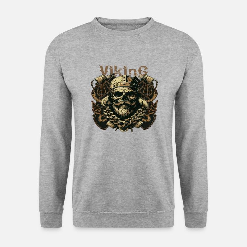 Viking Wikinger Totenkopf - Unisex Pullover - Weißgrau meliert