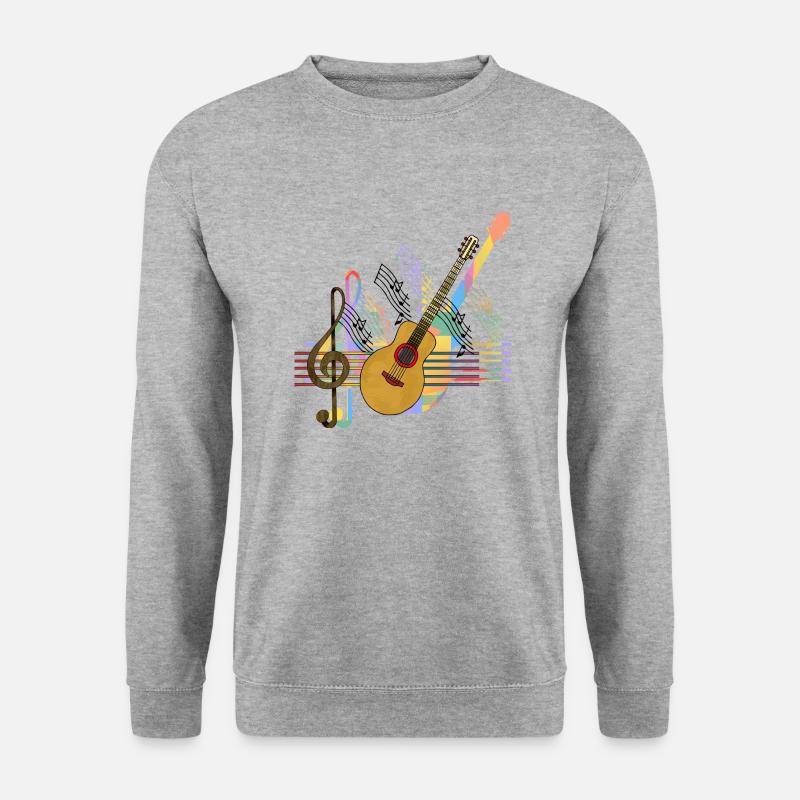 Gitarre - Unisex Pullover - Weißgrau meliert