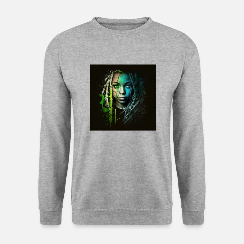 Face Frau Dreadlocks n°6 - Unisex Pullover - Weißgrau meliert