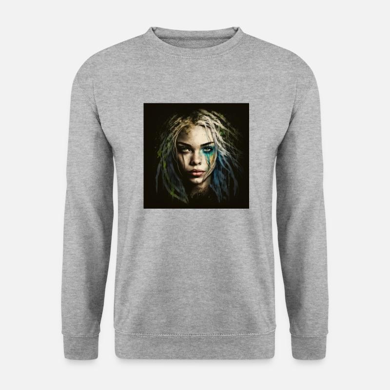 Face Frau Dreadlocks n°15 - Unisex Pullover - Weißgrau meliert