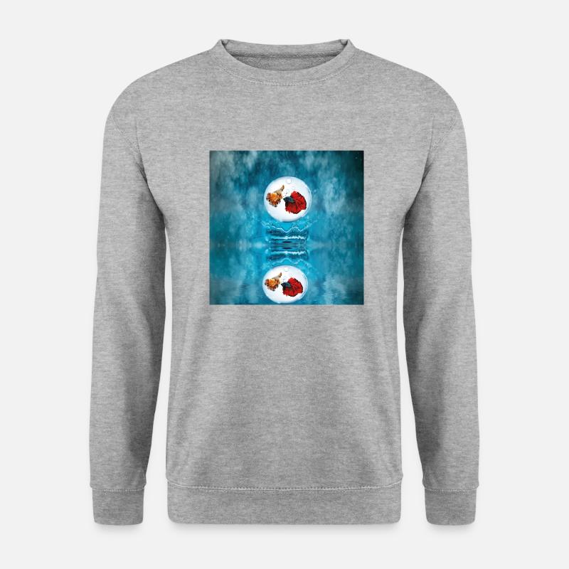 Zwei Fische in Blase - Unisex Pullover - Weißgrau meliert