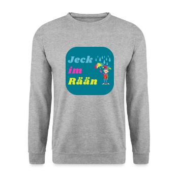 Jeck im Rään Regen Köln Kölsch Kölle Clown - Unisex Pullover - Weißgrau meliert - Vorne - Alina (178cm) & Michal (187cm)