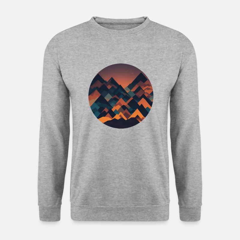 Abstrakte geometrische Landschaft - Unisex Pullover - Weißgrau meliert