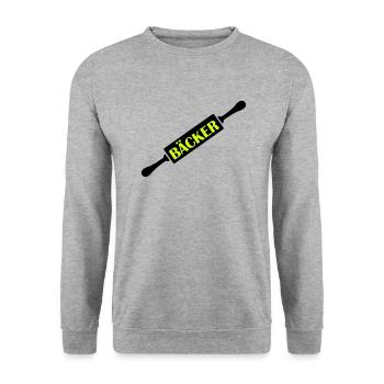 bäcker - Unisex Pullover - Weißgrau meliert - Vorne - Alina (178cm) & Michal (187cm)