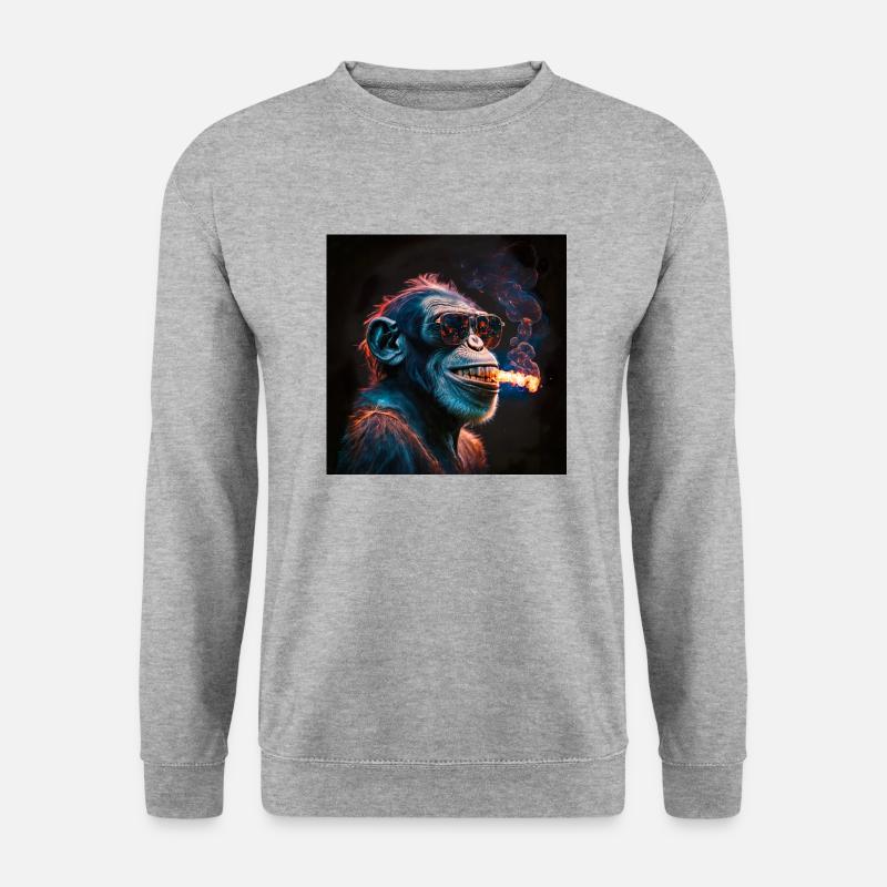 Cool Monkey, generative KI - Unisex Pullover - Weißgrau meliert