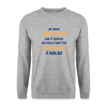Un super assistant dur a trouver difficile a quitt - Sweat-shirt Unisexe - gris chiné - Devant - Alina (178cm) & Michal (187cm)
