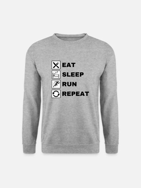 Eat Sleep Run Repeat - Unisex Pullover - Weißgrau meliert
