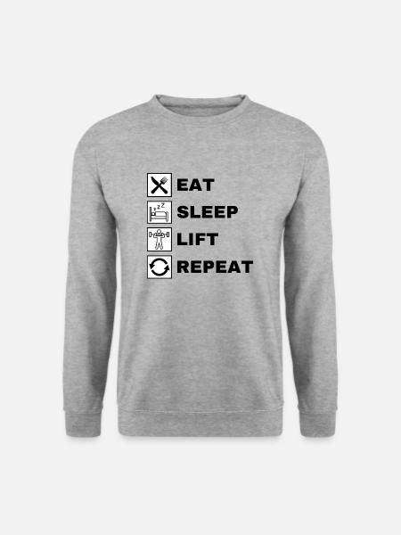 Eat Sleep Lift Repeat - Unisex Pullover - Weißgrau meliert