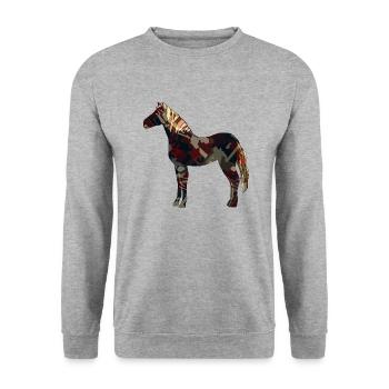 Pferd - Unisex Pullover - Weißgrau meliert - Vorne - Alina (178cm) & Michal (187cm)