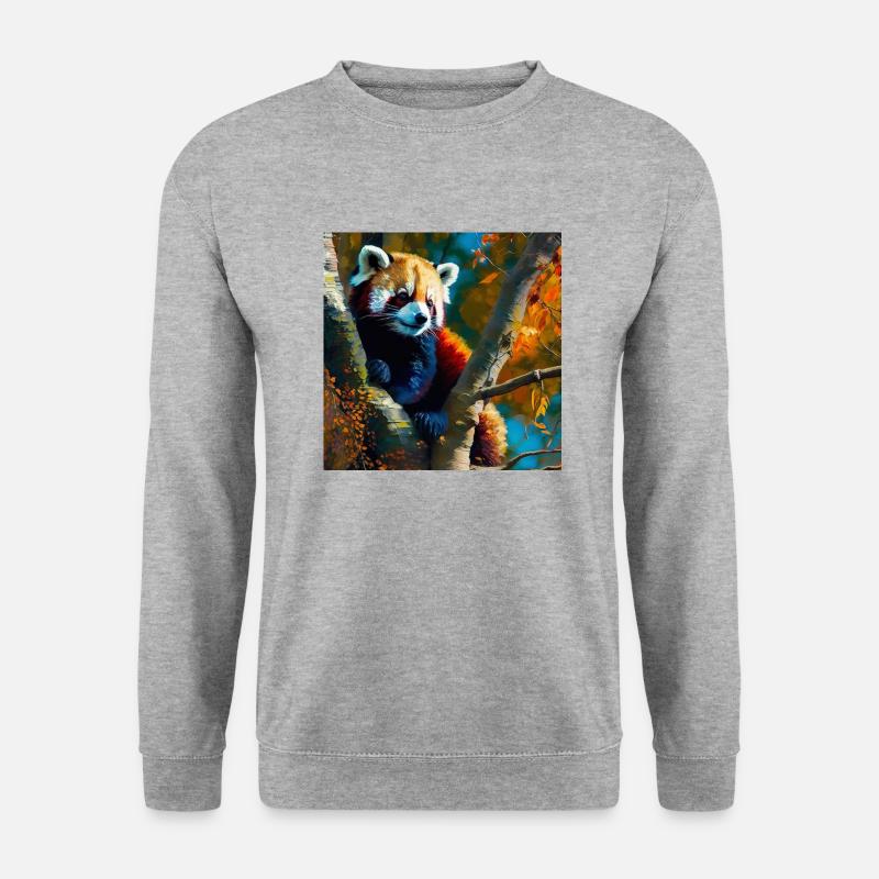 Roter Panda Versteck - Unisex Pullover - Weißgrau meliert