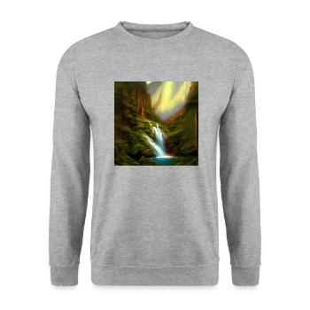 Wasserfall - Unisex Pullover - Weißgrau meliert - Vorne - Alina (178cm) & Michal (187cm)