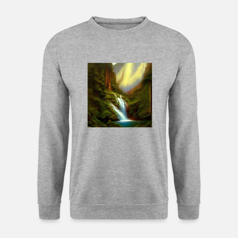 Wasserfall - Unisex Pullover - Weißgrau meliert