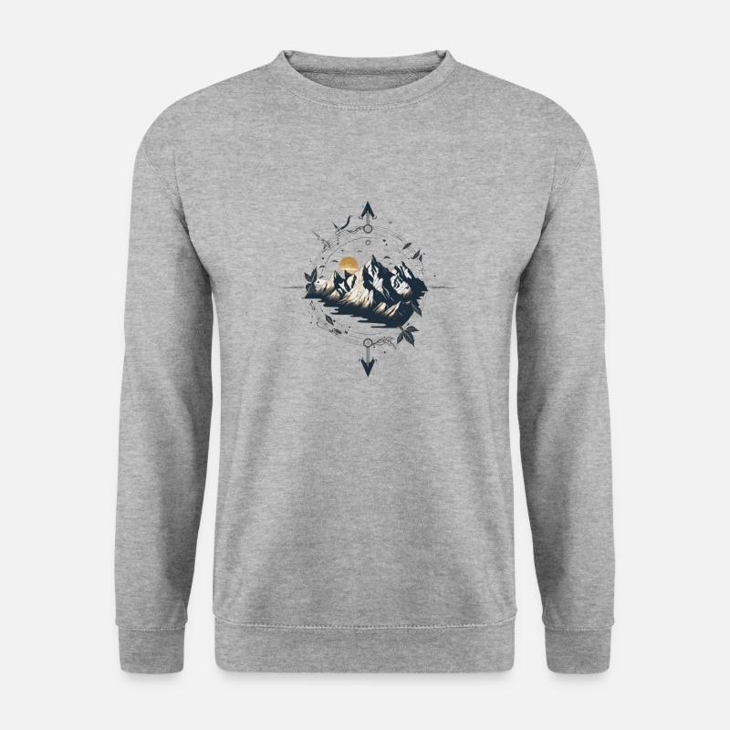 Compass with mountains for outdoor lovers - Unisex Sweatshirt - salt & pepper