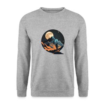 Randonnée au clair de lune Motif extérieur - Sweat-shirt Unisexe - gris chiné - Devant - Alina (178cm) & Michal (187cm)