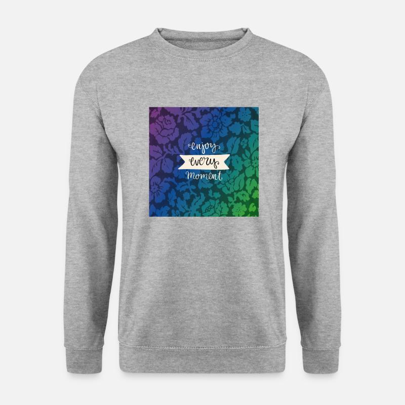 Genieße den Moment - Unisex Pullover - Weißgrau meliert