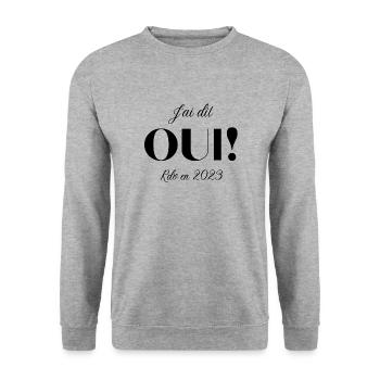 J'ai dit oui rendez vous en 2023 - Sweat-shirt Unisexe - gris chiné - Devant - Alina (178cm) & Michal (187cm)