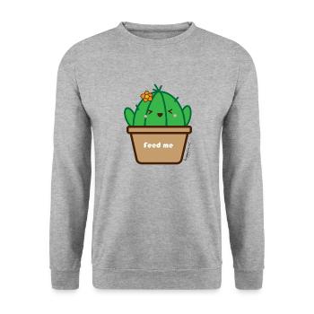 Cactus baby 'Nourrissez-moi' à la fleur d’oranger TM - Sweat-shirt Unisexe - gris chiné - Devant - Alina (178cm) & Michal (187cm)
