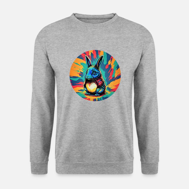 Psychedelischer Osterhase - Unisex Pullover - Weißgrau meliert